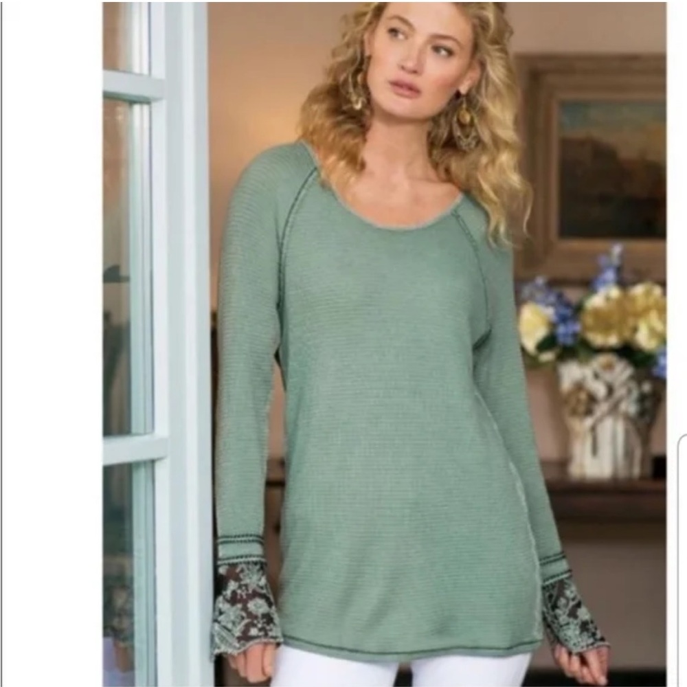 Soft Surroundings Olive Textured Top